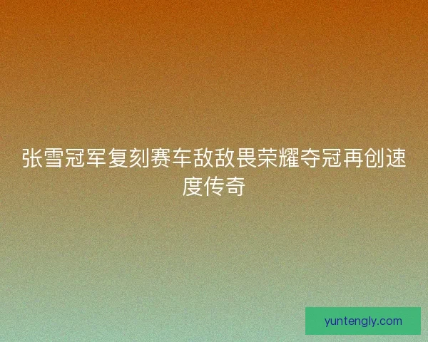 张雪冠军复刻赛车敌敌畏荣耀夺冠再创速度传奇